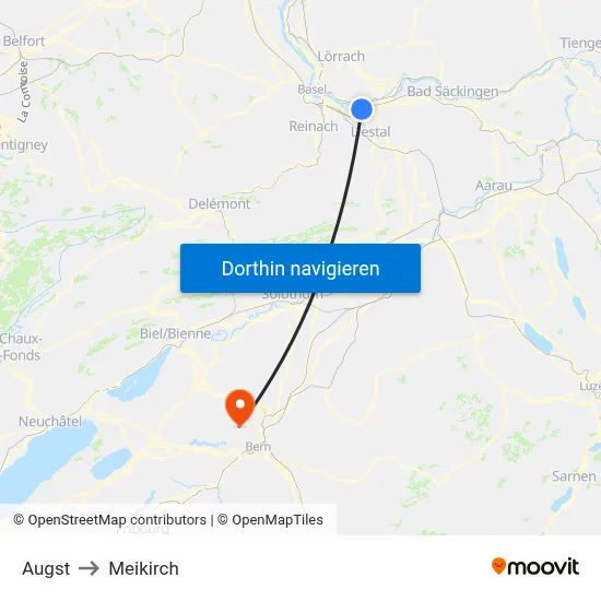 Augst to Meikirch map