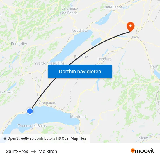 Saint-Prex to Meikirch map
