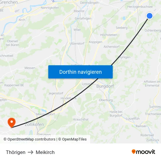 Thörigen to Meikirch map