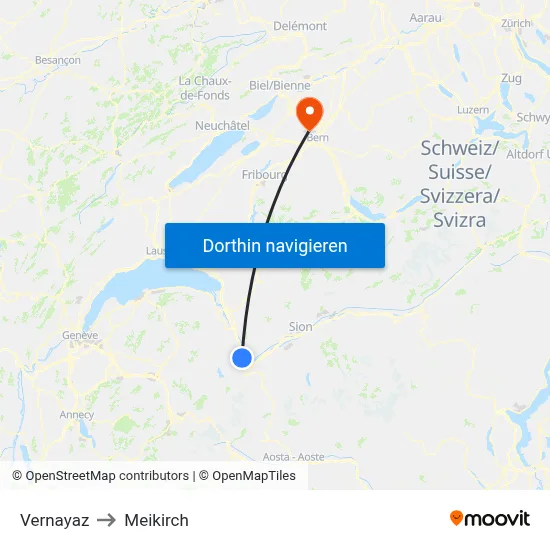 Vernayaz to Meikirch map