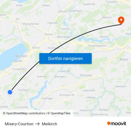 Misery-Courtion to Meikirch map
