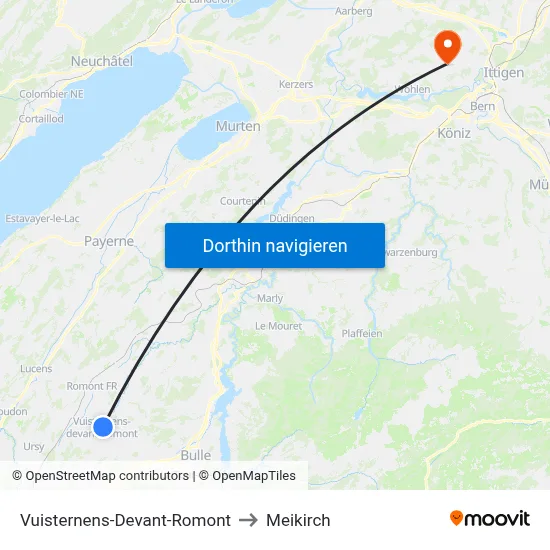 Vuisternens-Devant-Romont to Meikirch map