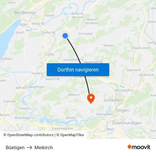 Büetigen to Meikirch map
