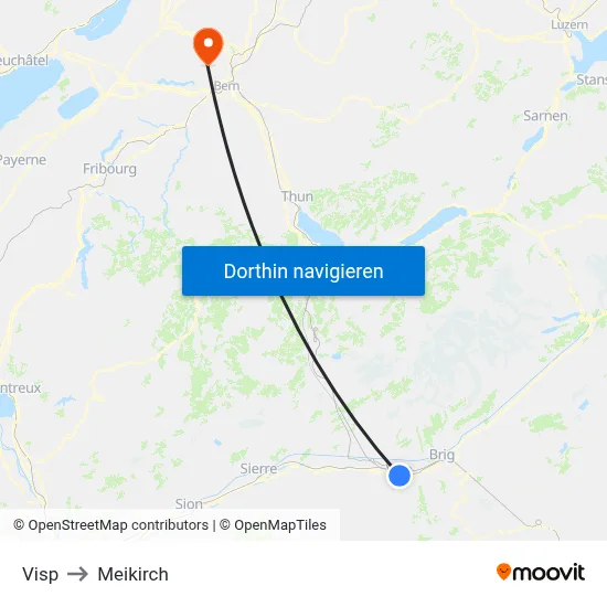 Visp to Meikirch map