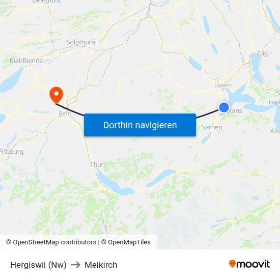 Hergiswil (Nw) to Meikirch map