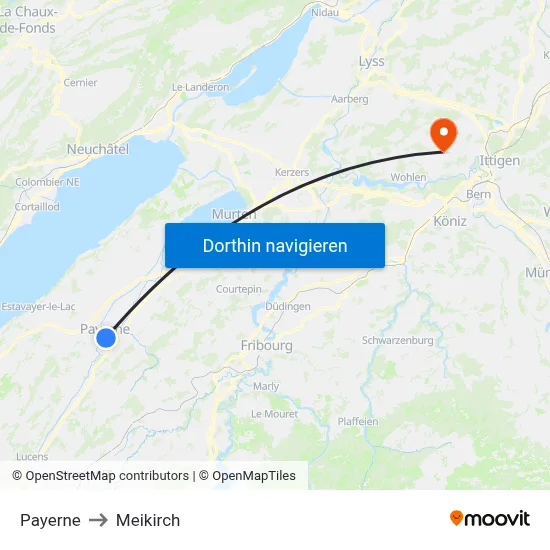 Payerne to Meikirch map