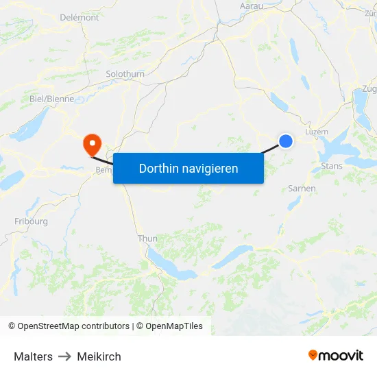 Malters to Meikirch map