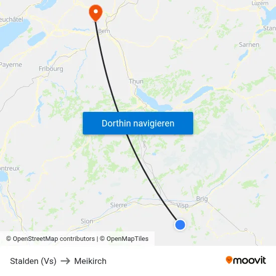 Stalden (Vs) to Meikirch map