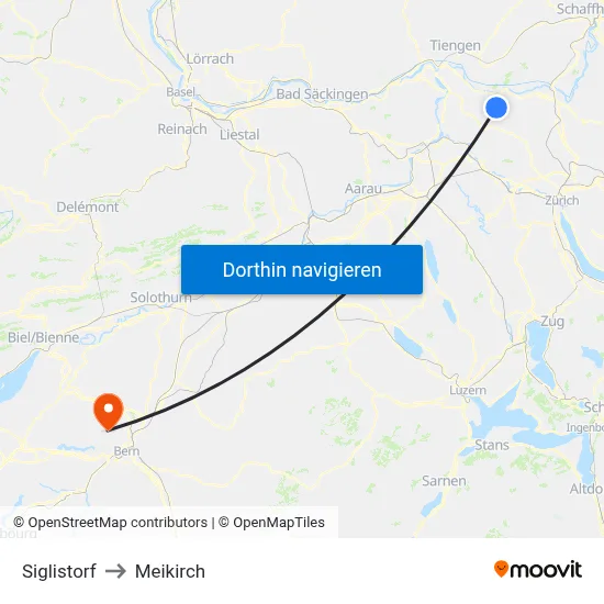 Siglistorf to Meikirch map