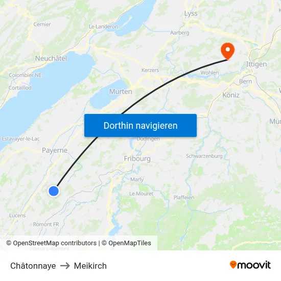 Châtonnaye to Meikirch map