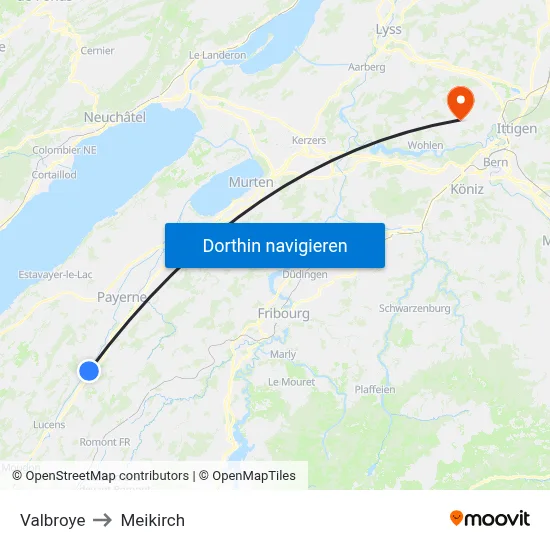 Valbroye to Meikirch map