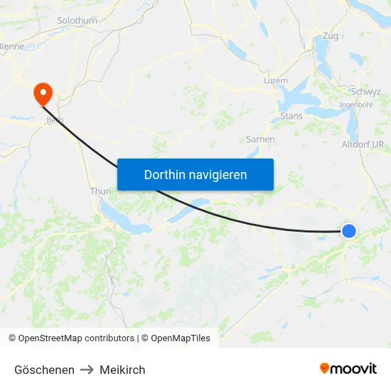 Göschenen to Meikirch map