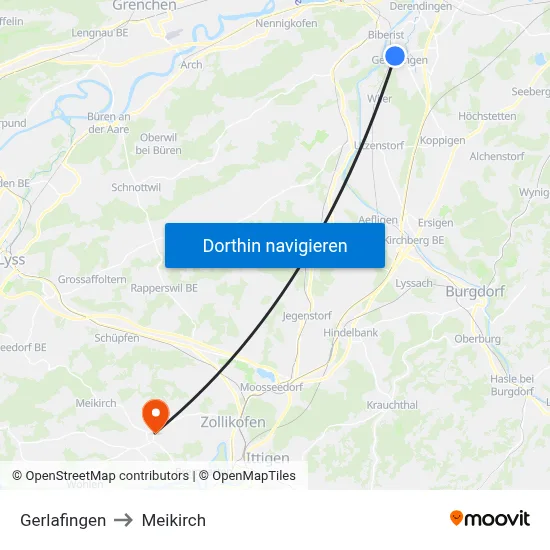 Gerlafingen to Meikirch map