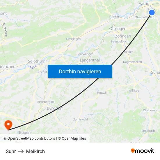 Suhr to Meikirch map