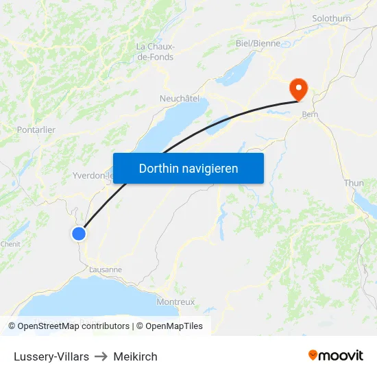 Lussery-Villars to Meikirch map