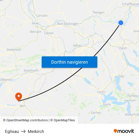 Eglisau to Meikirch map