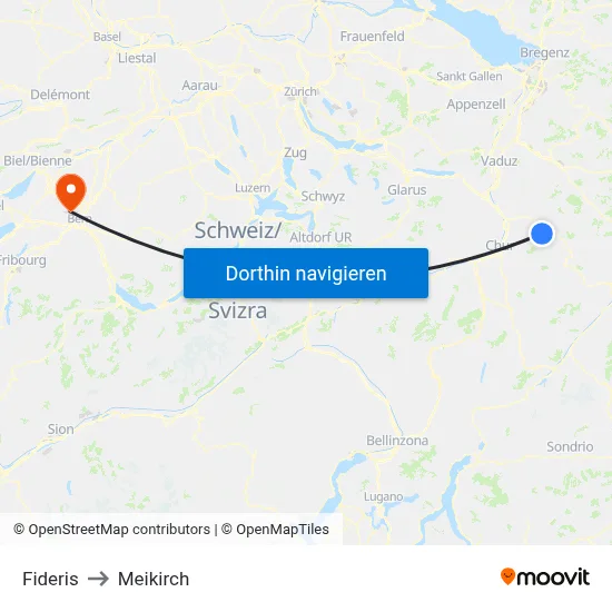 Fideris to Meikirch map
