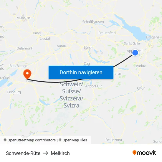 Schwende-Rüte to Meikirch map