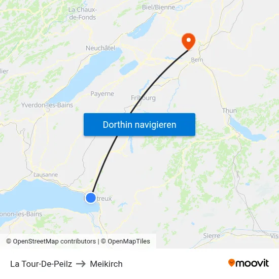 La Tour-De-Peilz to Meikirch map