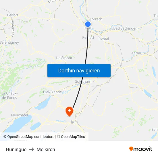 Huningue to Meikirch map