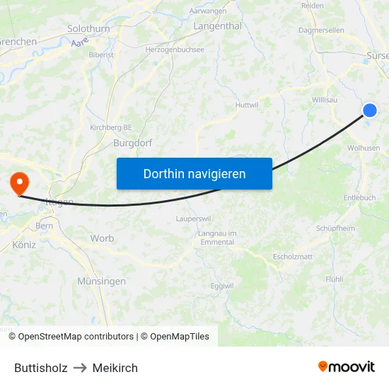 Buttisholz to Meikirch map