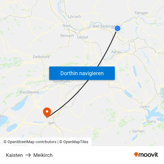 Kaisten to Meikirch map