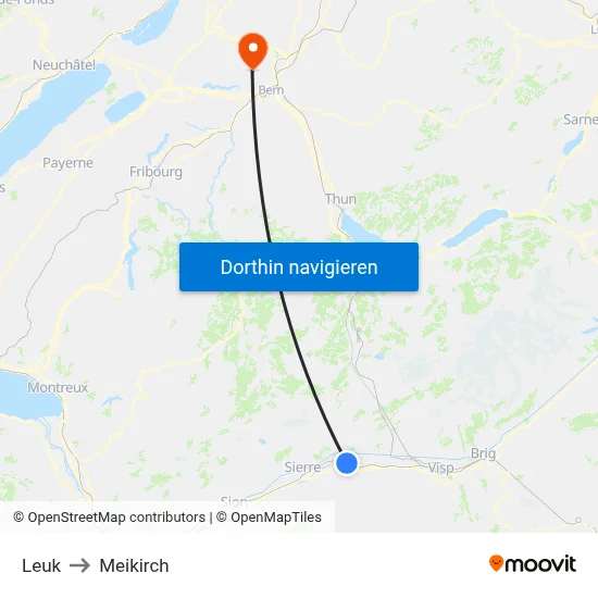 Leuk to Meikirch map