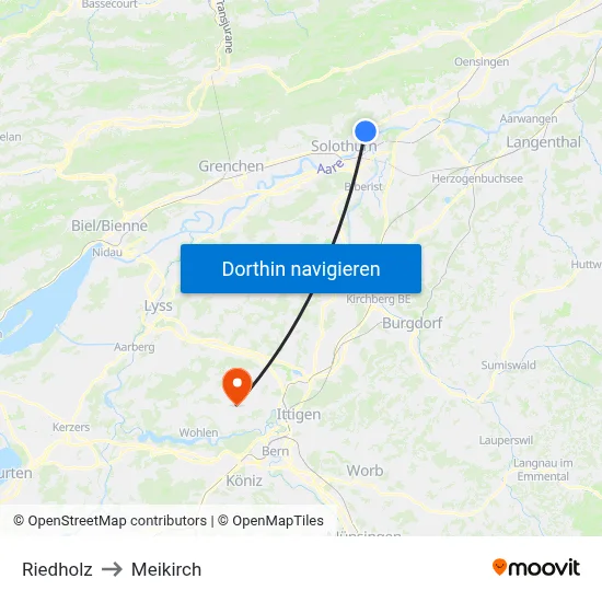 Riedholz to Meikirch map