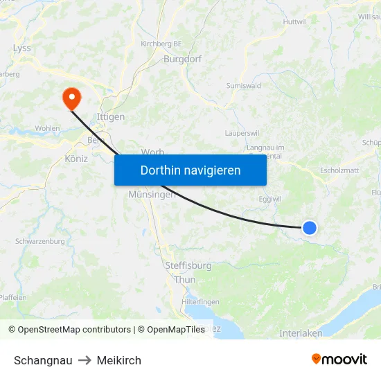 Schangnau to Meikirch map