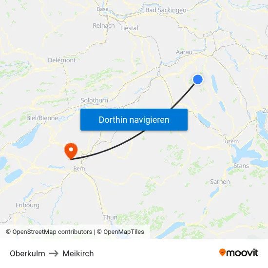Oberkulm to Meikirch map
