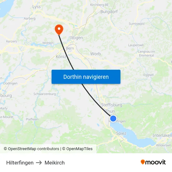 Hilterfingen to Meikirch map