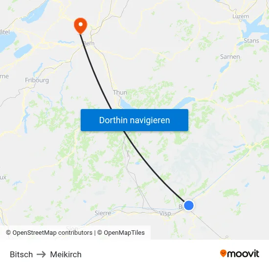 Bitsch to Meikirch map