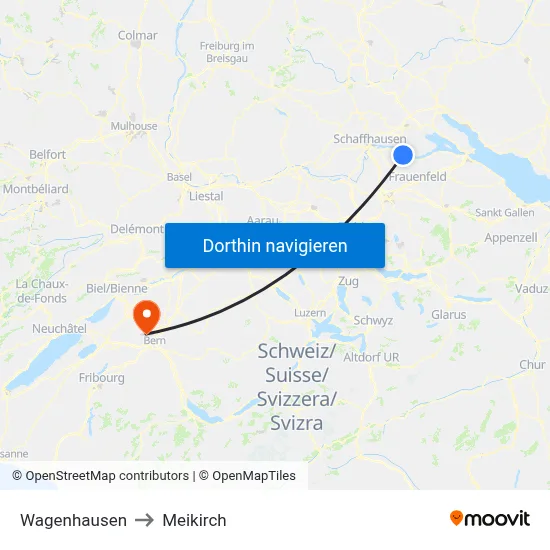 Wagenhausen to Meikirch map