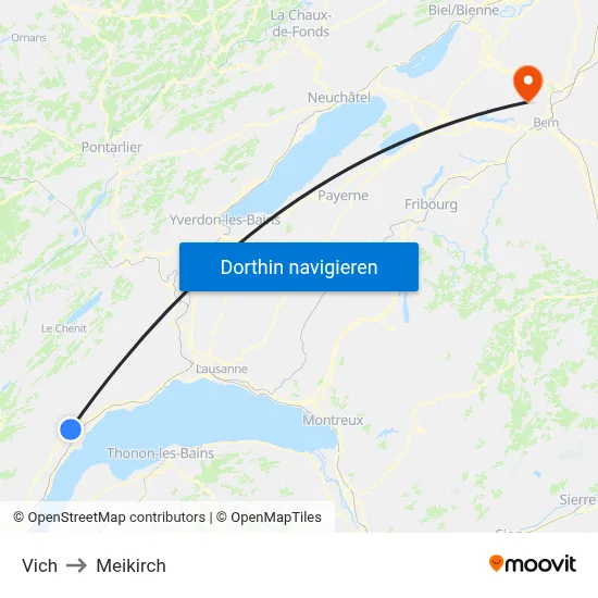 Vich to Meikirch map
