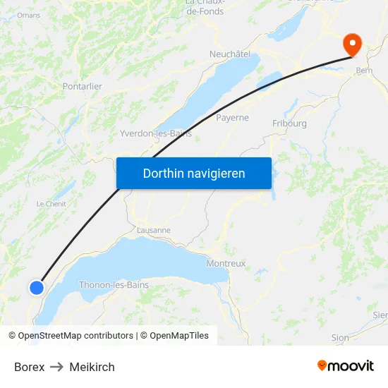 Borex to Meikirch map