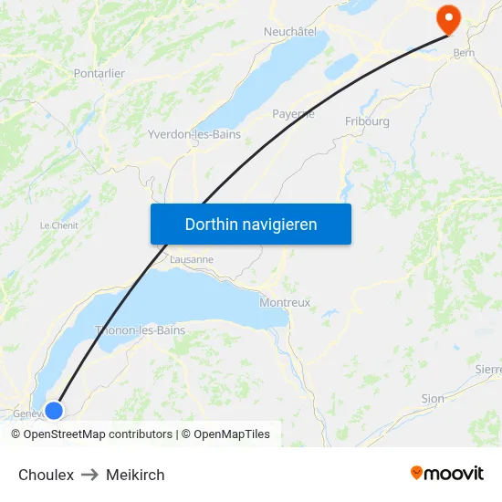 Choulex to Meikirch map
