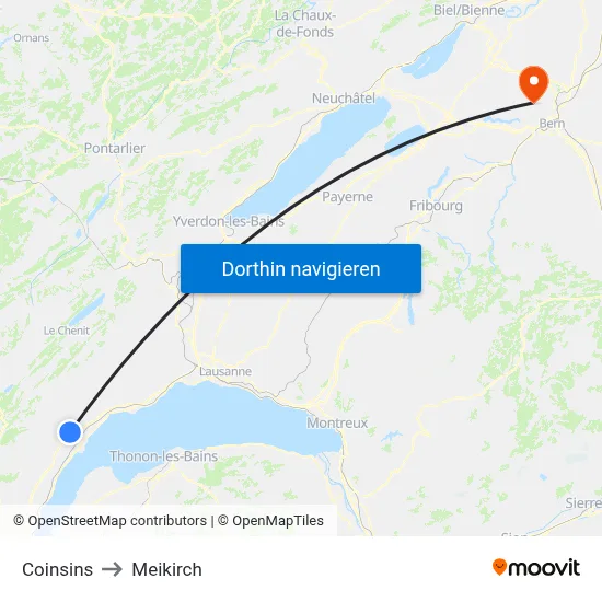 Coinsins to Meikirch map