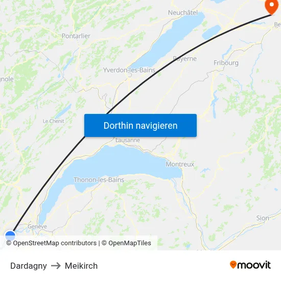 Dardagny to Meikirch map