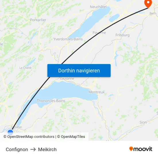 Confignon to Meikirch map