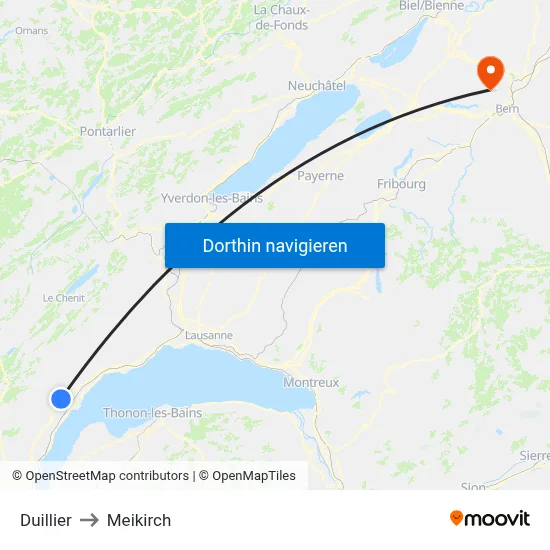 Duillier to Meikirch map