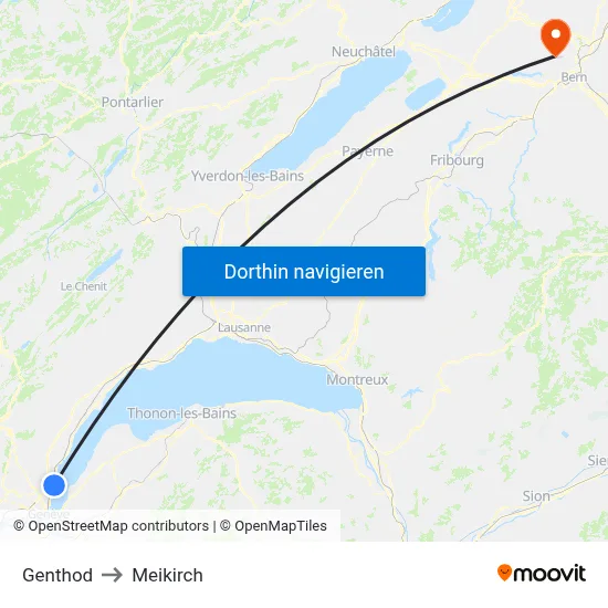 Genthod to Meikirch map