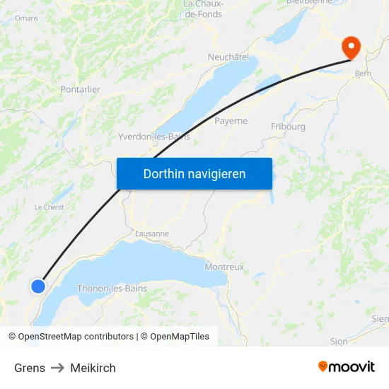 Grens to Meikirch map