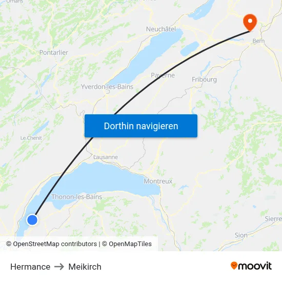 Hermance to Meikirch map