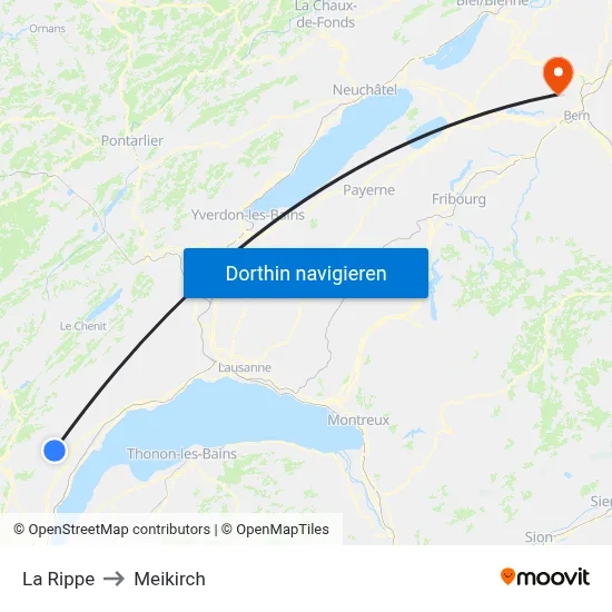 La Rippe to Meikirch map