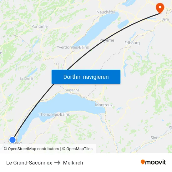 Le Grand-Saconnex to Meikirch map