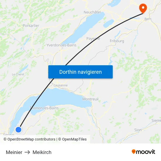 Meinier to Meikirch map