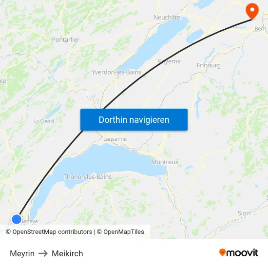 Meyrin to Meikirch map