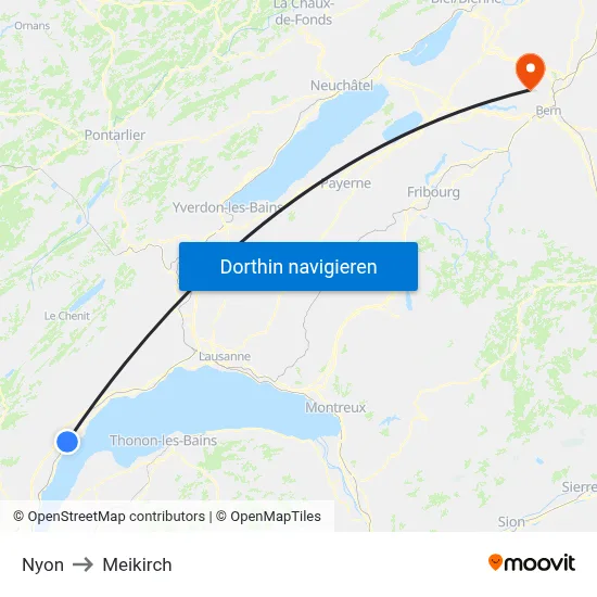 Nyon to Meikirch map
