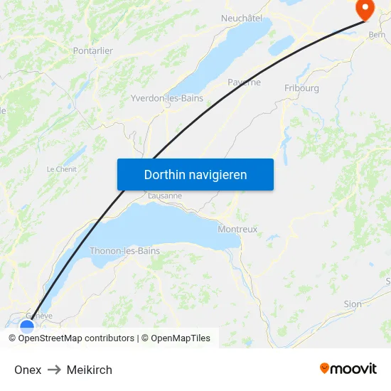 Onex to Meikirch map