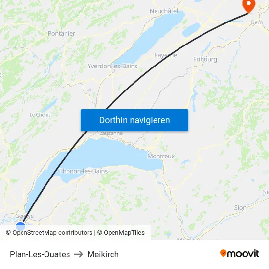 Plan-Les-Ouates to Meikirch map